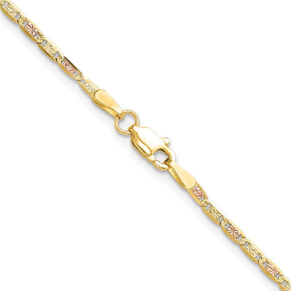 14k Tri-color Gold 2.0mm Valentino Chain Necklace 20"
