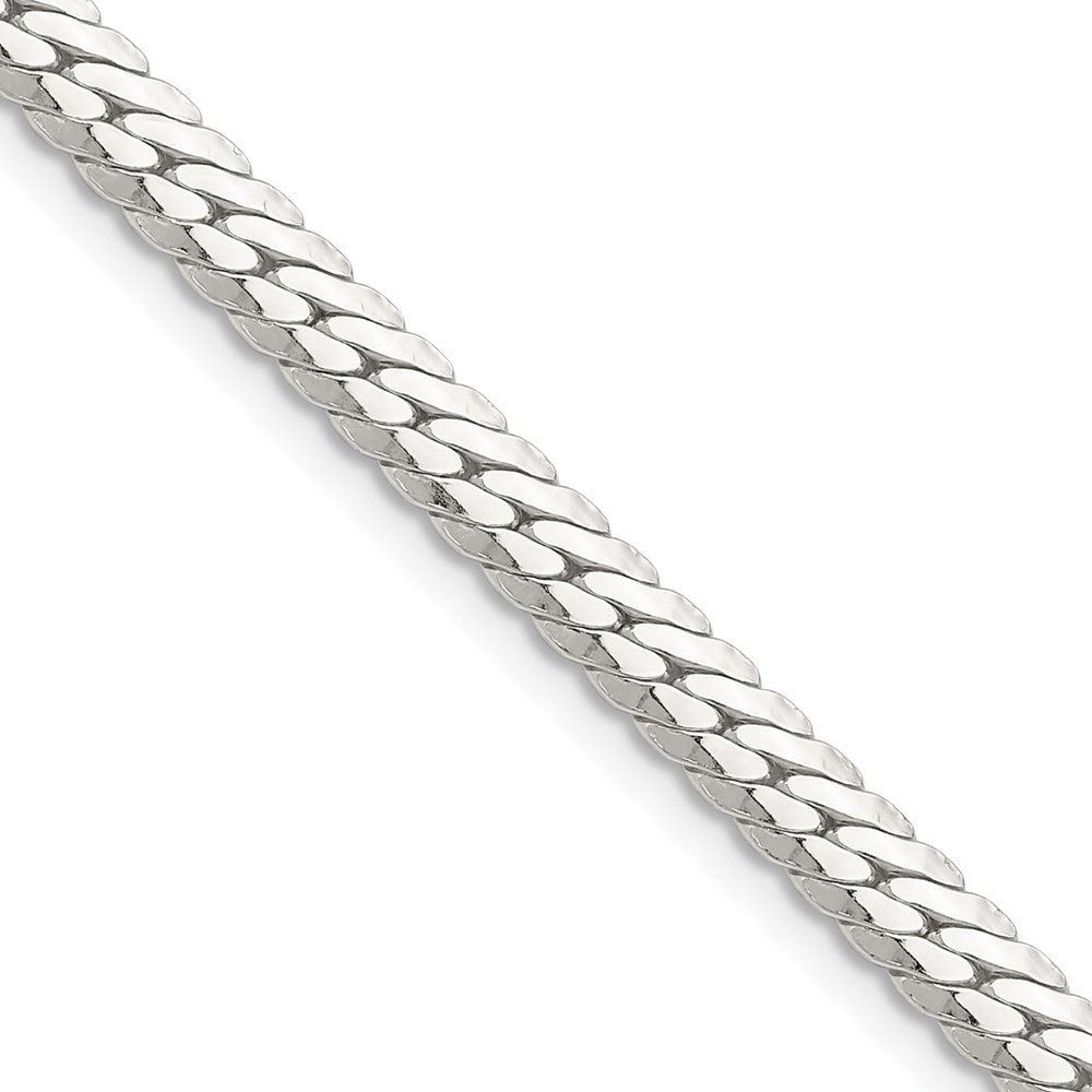 Sterling Silver Polished 5.1mm Double Oval Flat Chain Necklace 22"