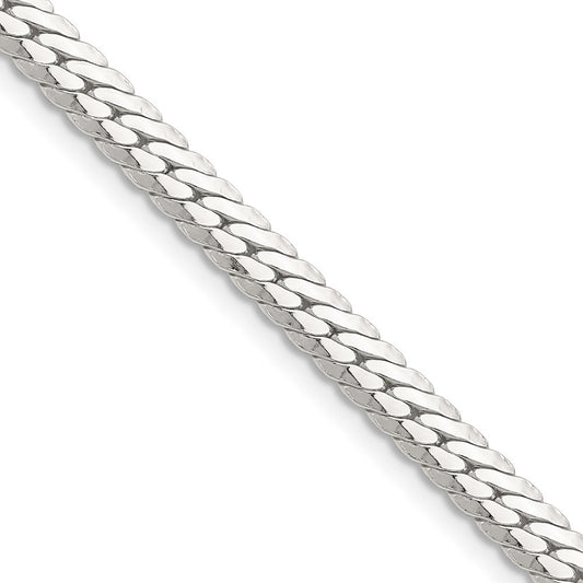 Sterling Silver Polished 5.1mm Double Oval Flat Chain Necklace 22"