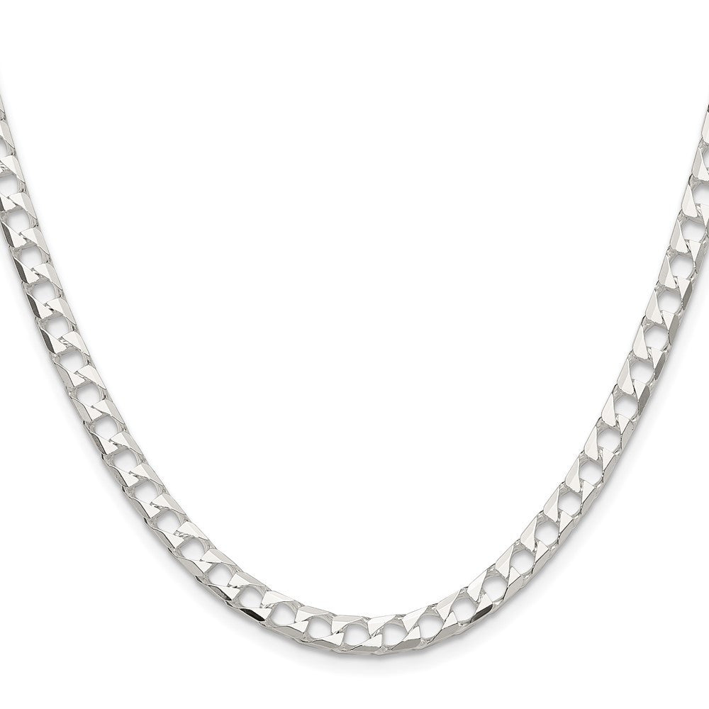 Sterling Silver 5mm Diamond-Cut Square Curb Chain Necklace 24"