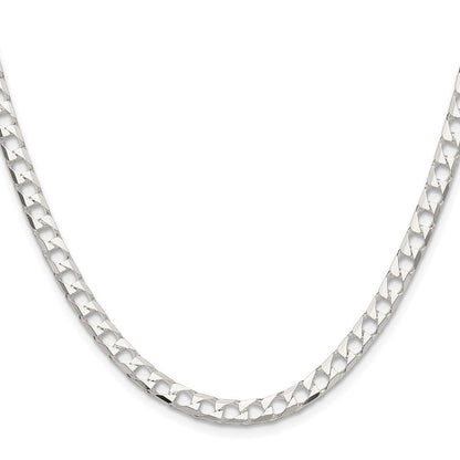 Sterling Silver 5mm Diamond-Cut Square Curb Chain Necklace 24"