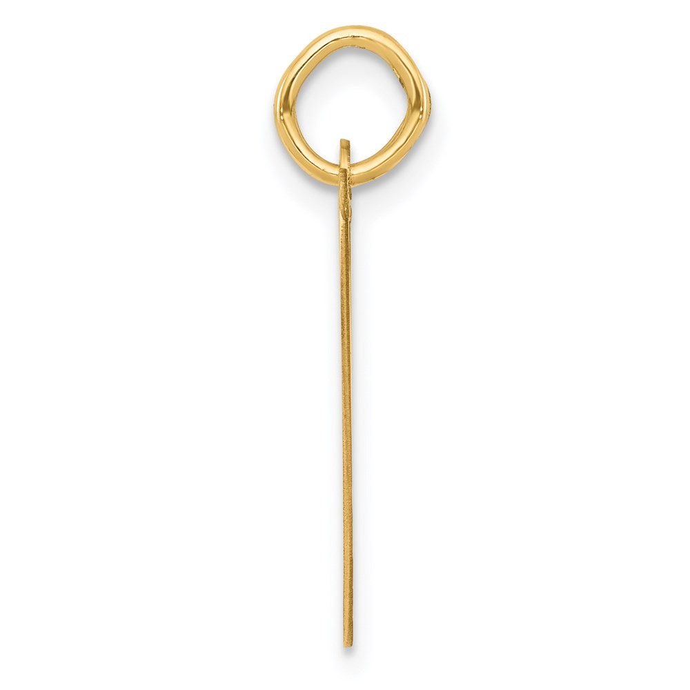 14k Yellow Gold Large Fancy Script Letter V Initial Charm Pendant