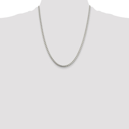 Sterling Silver 3.6mm Round Box Chain Necklace 22"