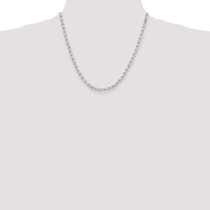 Sterling Silver 4mm Diamond-cut Rolo Chain Necklace 20"