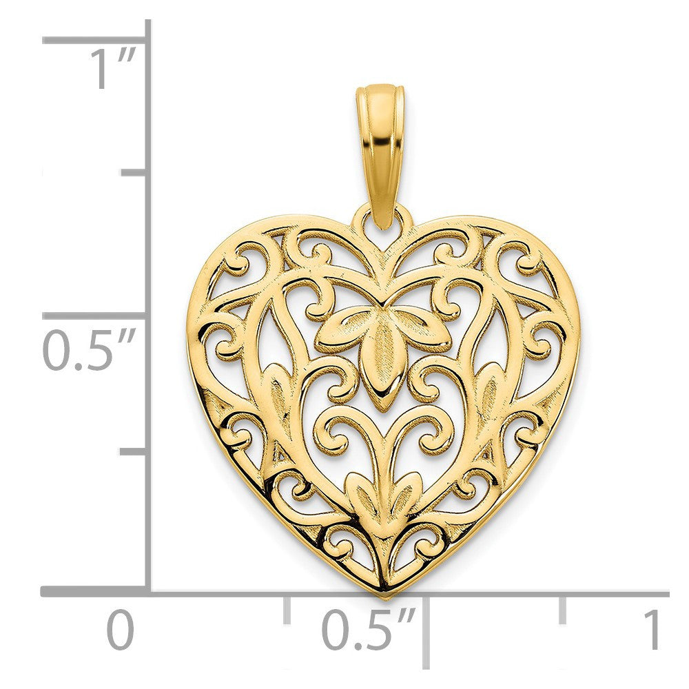 14k Yellow Gold Fancy Heart Pendant