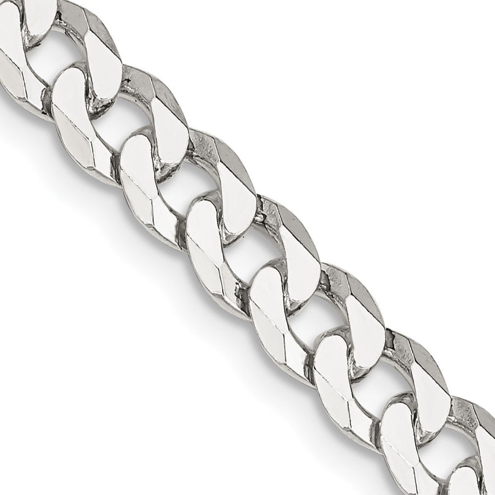 Sterling Silver 6mm Beveled Curb Chain Necklace 22"