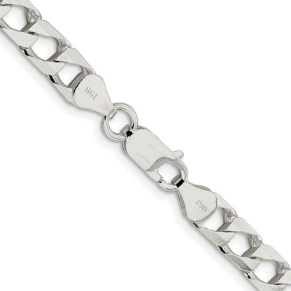Sterling Silver 6.25mm Diamond-Cut Square Curb Chain Necklace 22"