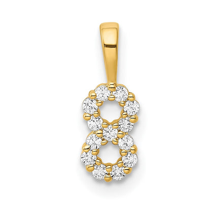 14k Yellow Gold Diamond Number 8 Pendant
