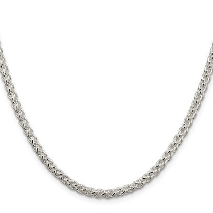 Sterling Silver 4mm Round Spiga Chain Necklace 26"