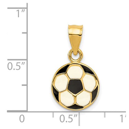 14k Yellow Gold Enameled Soccer Ball Pendant