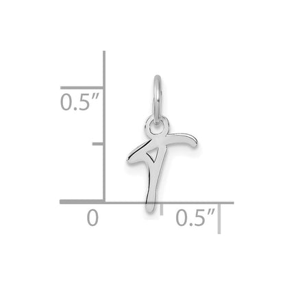 14k White Gold Uppercase Letter T Initial Charm Pendant