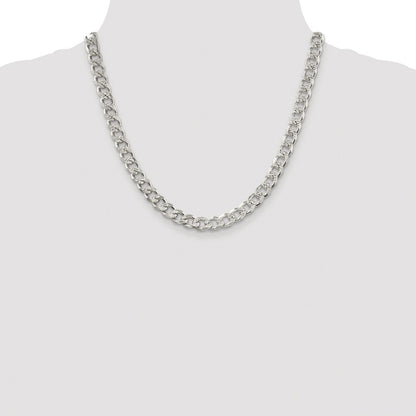 Sterling Silver Rhodium-plated 8.3mm Pav� Curb Chain Necklace 20"