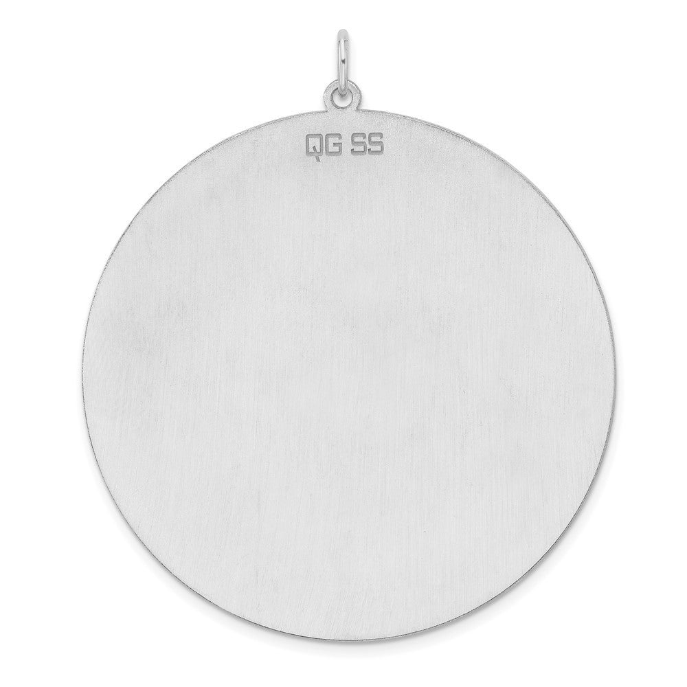 Sterling Silver Rhod-plated Polish Front Satin Back Disc Charm Pendant