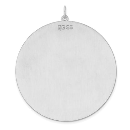 Sterling Silver Rhod-plated Polish Front Satin Back Disc Charm Pendant