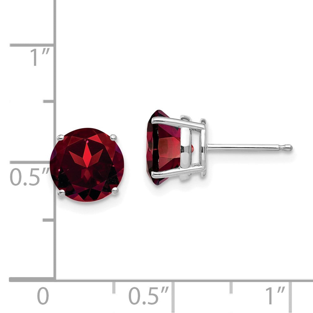 14k White Gold 8mm Garnet Stud Earrings