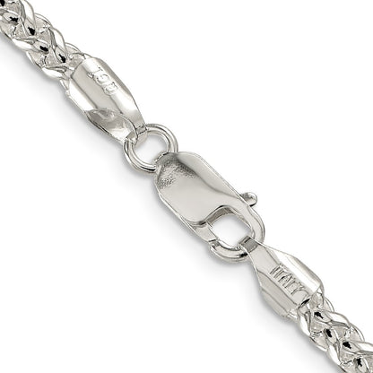 Sterling Silver 4mm Round Spiga Chain Necklace 22"
