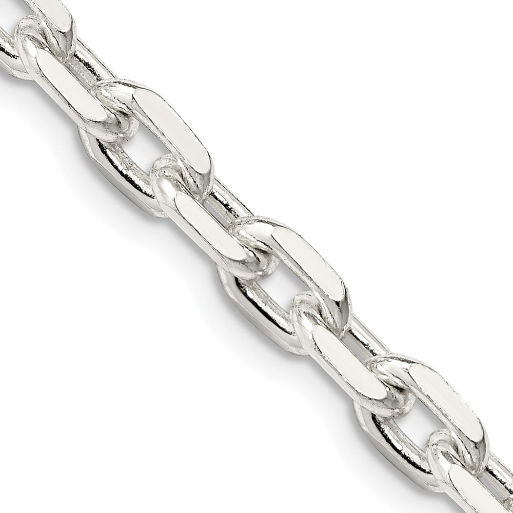 Sterling Silver 5.4mm Beveled Oval Cable Chain Necklace 22"