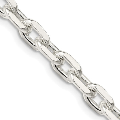 Sterling Silver 5.4mm Beveled Oval Cable Chain Necklace 22"
