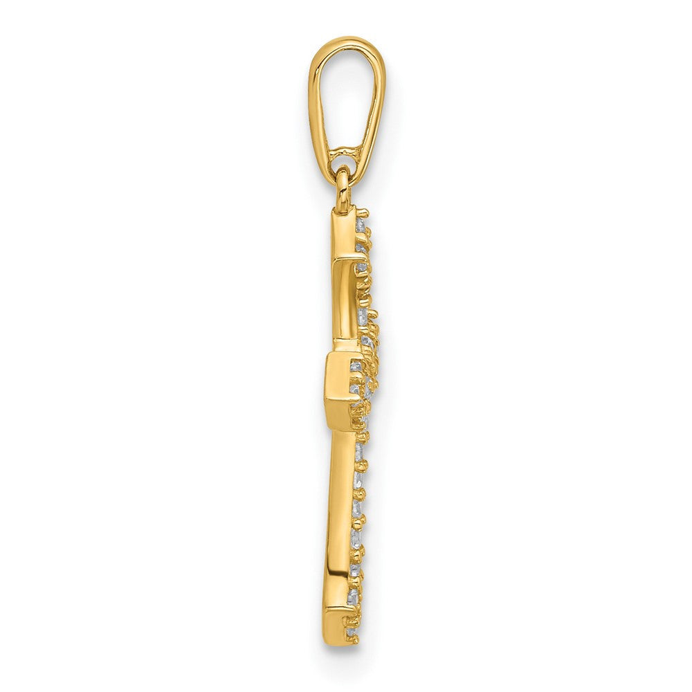 14k Yellow Gold Polished CZ Passion Cross Pendant