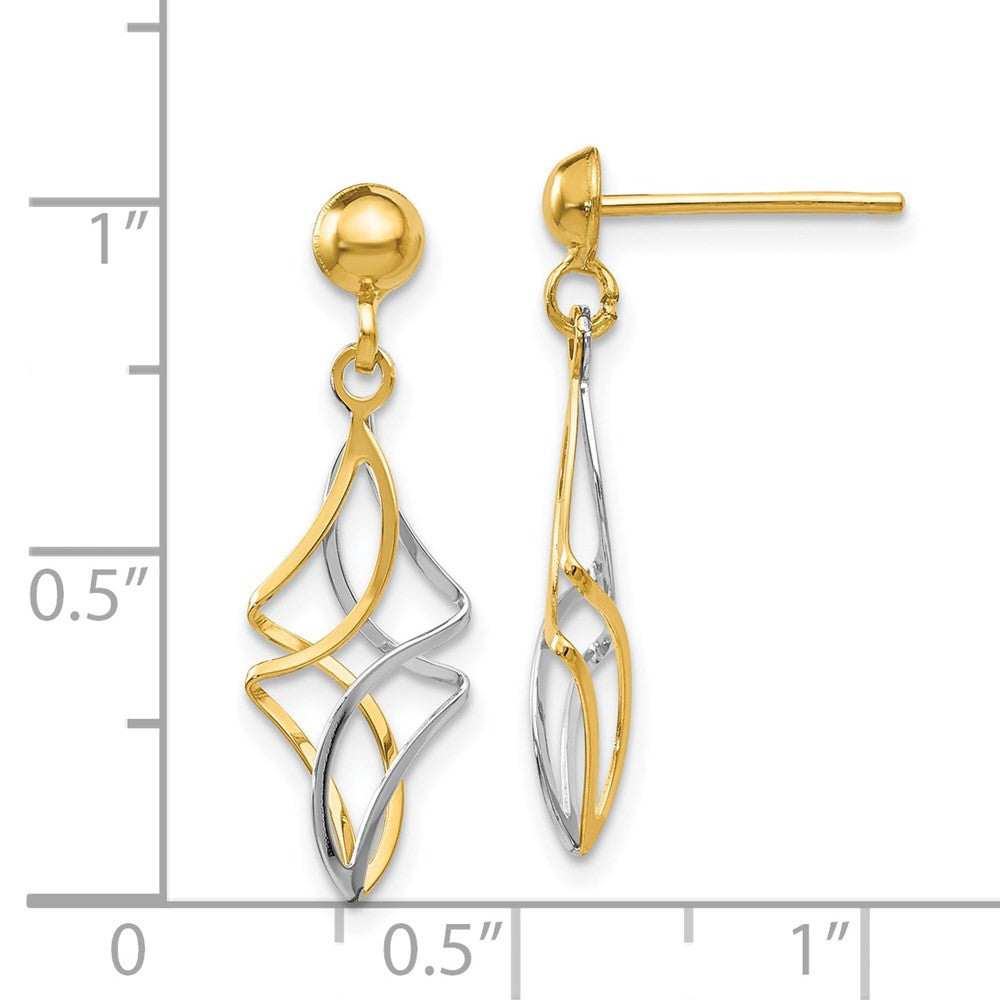 14k Two-tone Dangle Earrings