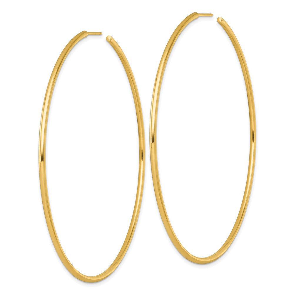 14k Yellow Gold Polished 2.0 x 80mm Tube C-Hoop Earrings