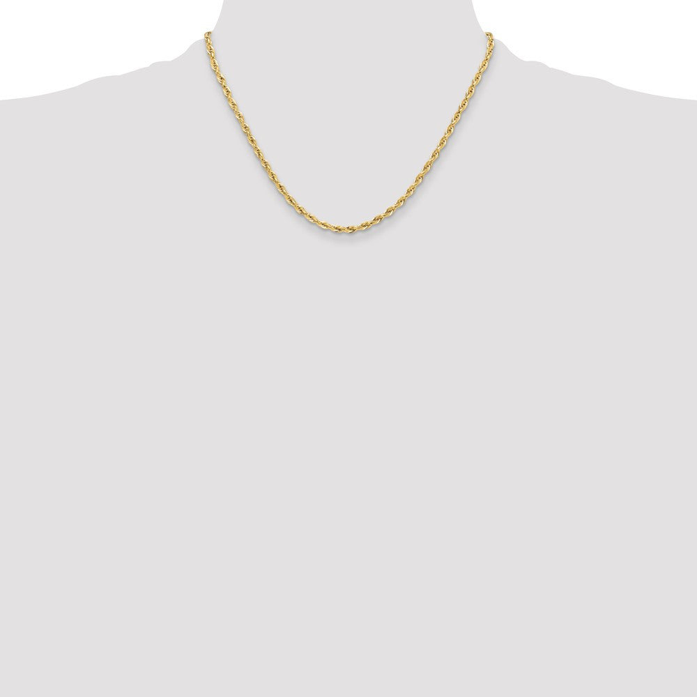 14k Yellow Gold 3.5mm Semi-Solid Rope Chain Necklace 18"
