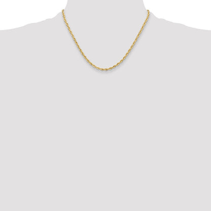 14k Yellow Gold 3.5mm Semi-Solid Rope Chain Necklace 18"
