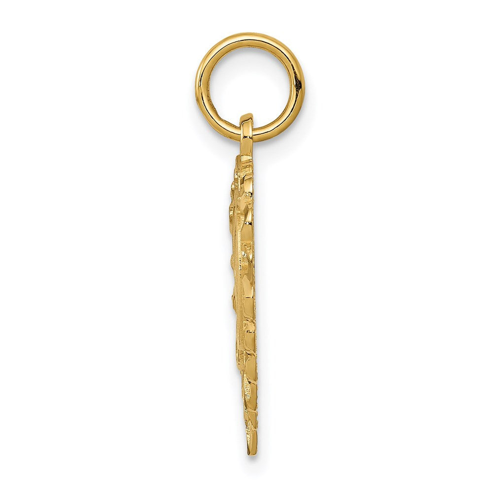 14k Yellow Gold Heart Letter D Charm Pendant