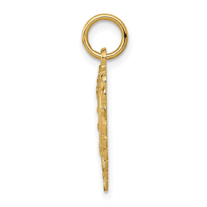 14k Yellow Gold Heart Letter D Charm Pendant