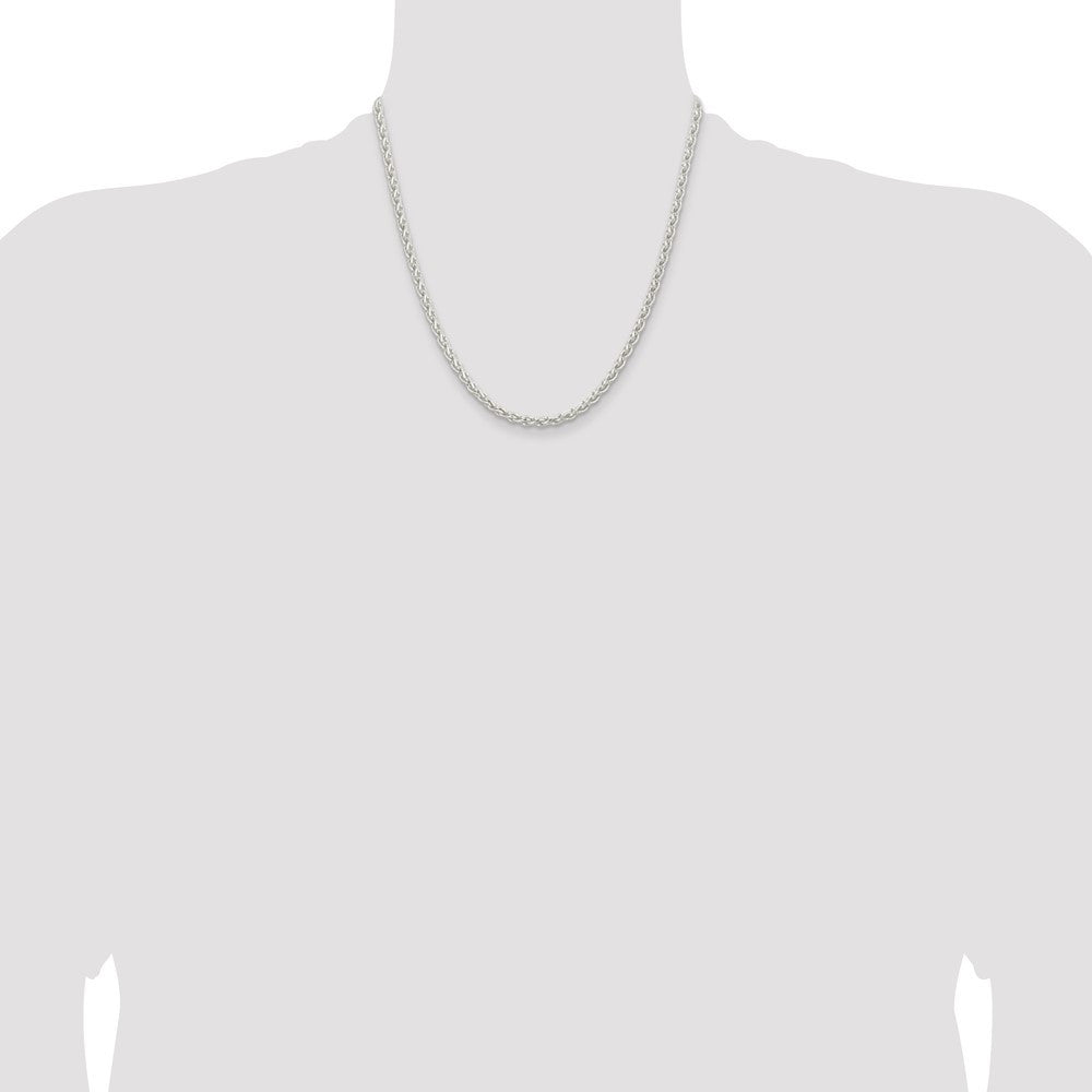 Sterling Silver 3.7mm Round Spiga Chain Necklace 20"