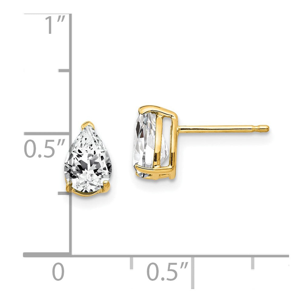 14k Yellow Gold 7x5mm Pear Cubic Zirconia Stud Earrings