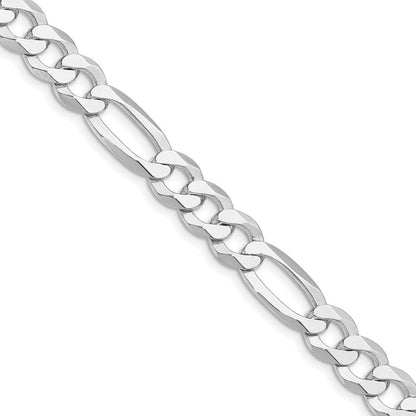 Sterling Silver Rhodium-plated Lightweight Flat Figaro Chain Necklace 26"