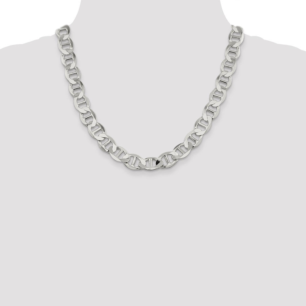 Sterling Silver 12.3mm Flat Anchor Chain Necklace 20"