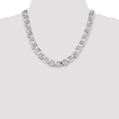 Sterling Silver 12.3mm Flat Anchor Chain Necklace 20"