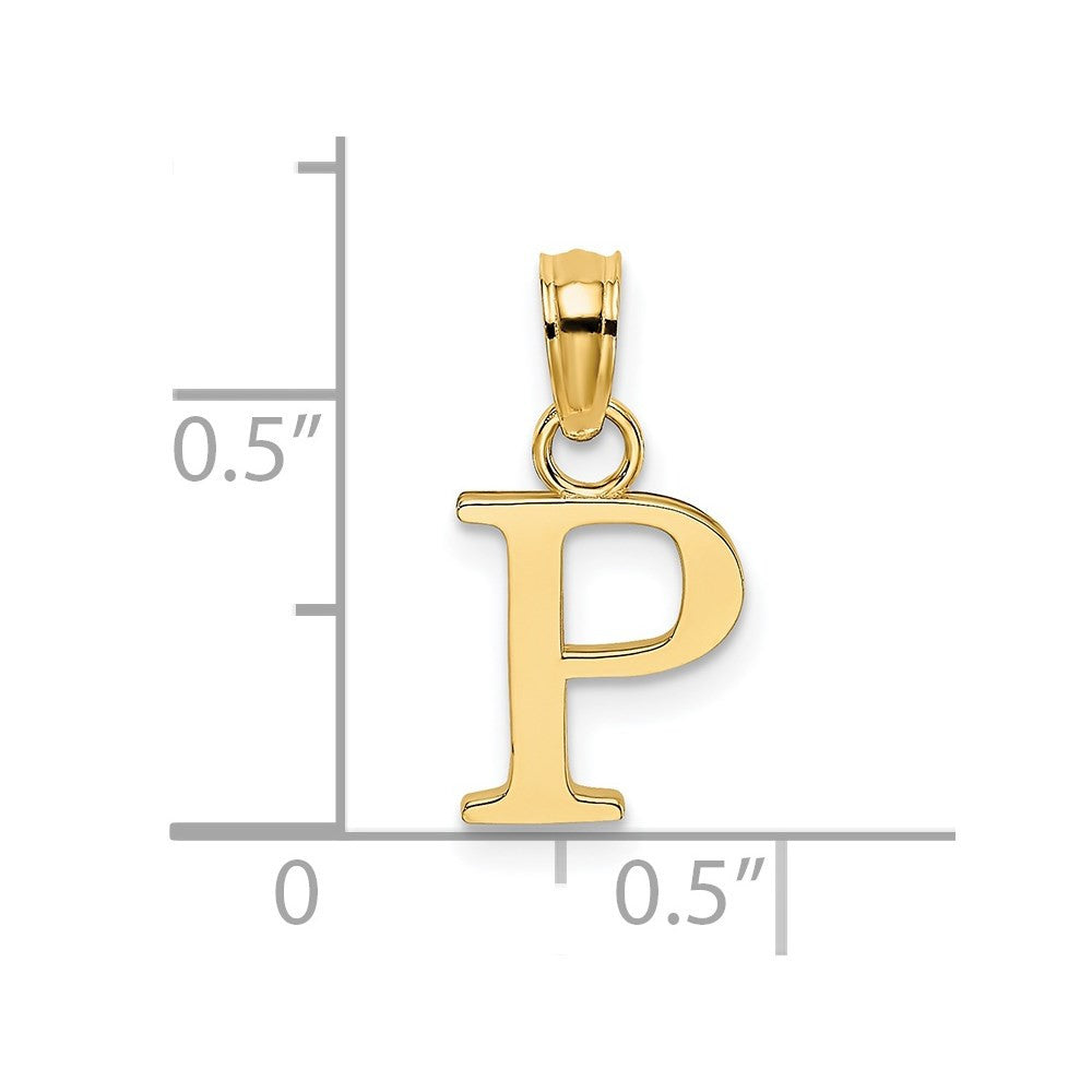 14k Yellow Gold Polished Block Letter P Initial Pendant