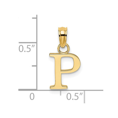 14k Yellow Gold Polished Block Letter P Initial Pendant