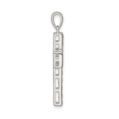 Sterling Silver Rhodium-plated CZ Latin Cross Pendant