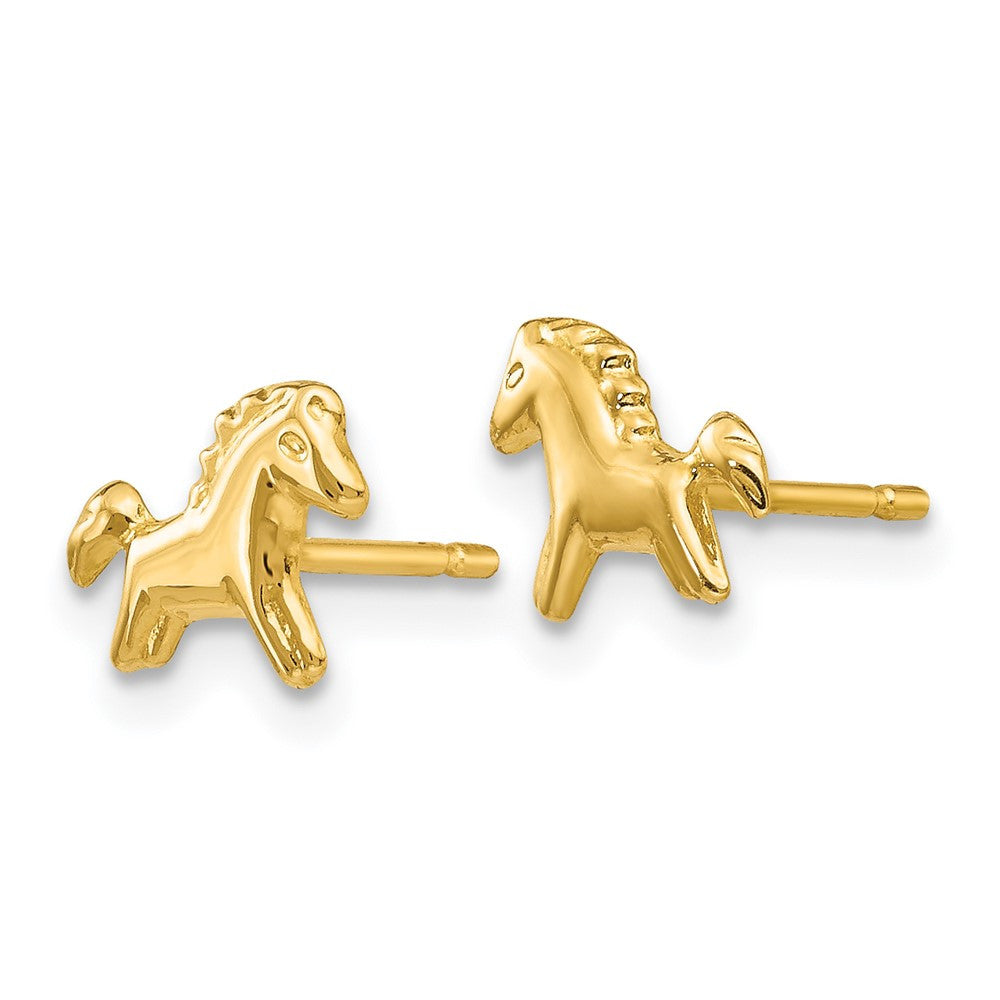 14k Yellow Gold Polished Horse Stud Earrings