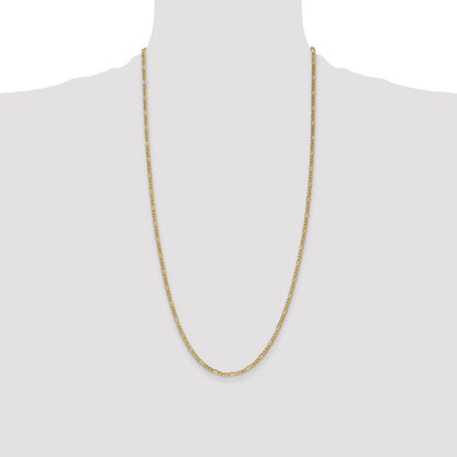 14k Yellow Gold 2.5mm Semi-Solid Figaro with Lobster Clasp Chain Necklace 28"