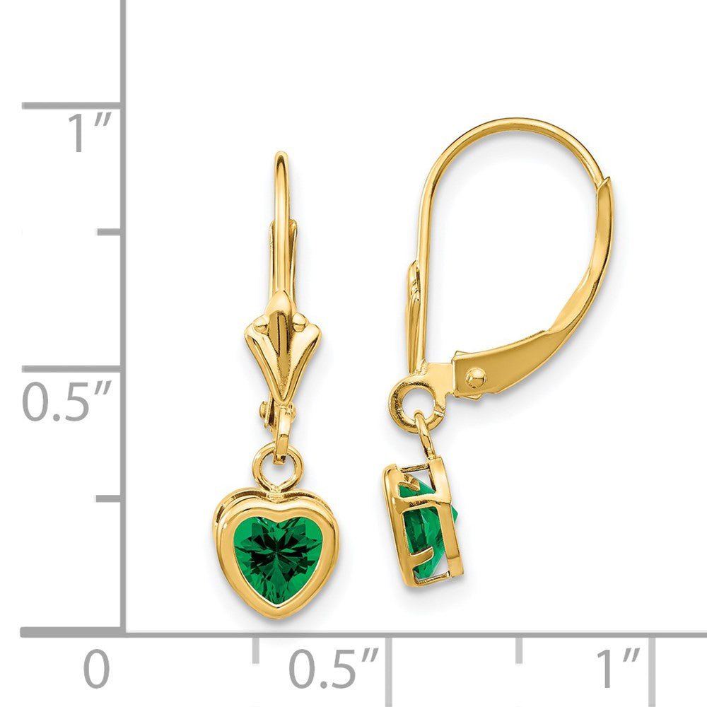 14k Yellow Gold 5mm Heart Mount St. Helens Drop & Dangle Earrings