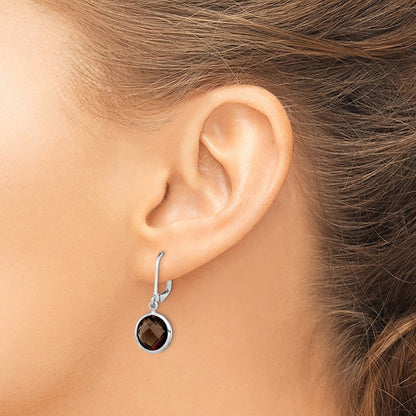 Sterling Silver Rhodium-plated Smoky Quartz Dangle Earrings