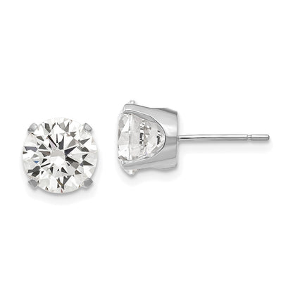 14k White Gold 8mm Cubic Zirconia stud earrings