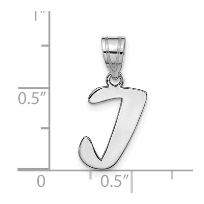 14k White Gold Polished Script Letter I Initial Pendant