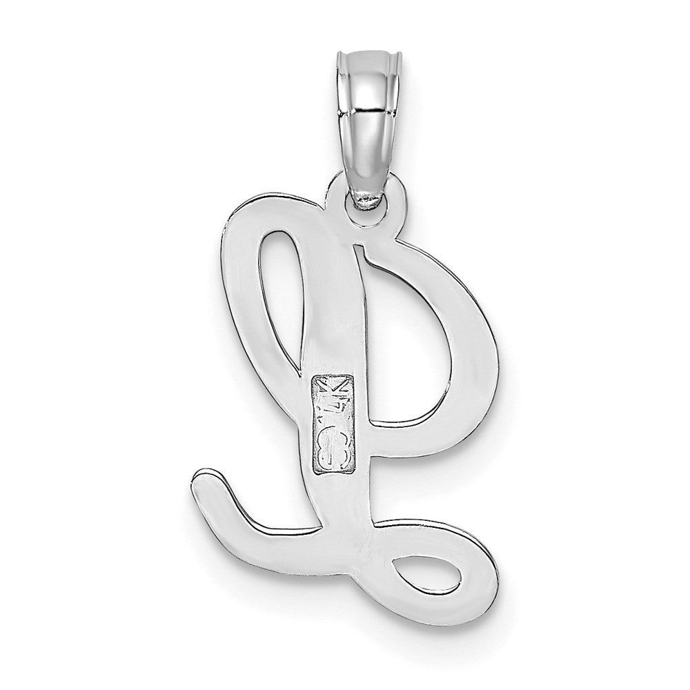 14k White Gold Script Letter L Initial Pendant