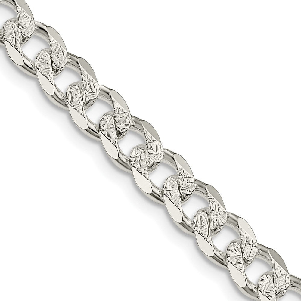 Sterling Silver 7mm Pav� Curb Chain Necklace 22"