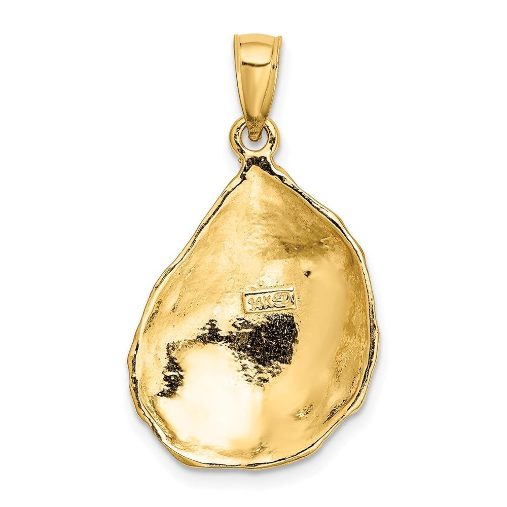 14k Yellow Gold Textured and Polished Oyster Shell Charm Pendant