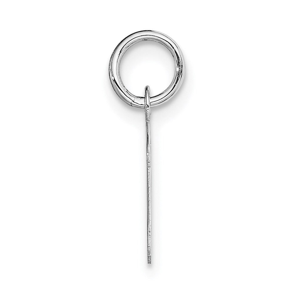 14k White Gold Small Script Letter V Initial Charm Pendant
