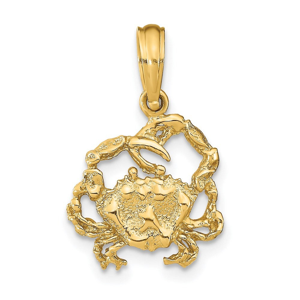 14k Yellow Gold Textured Crab Charm Pendant
