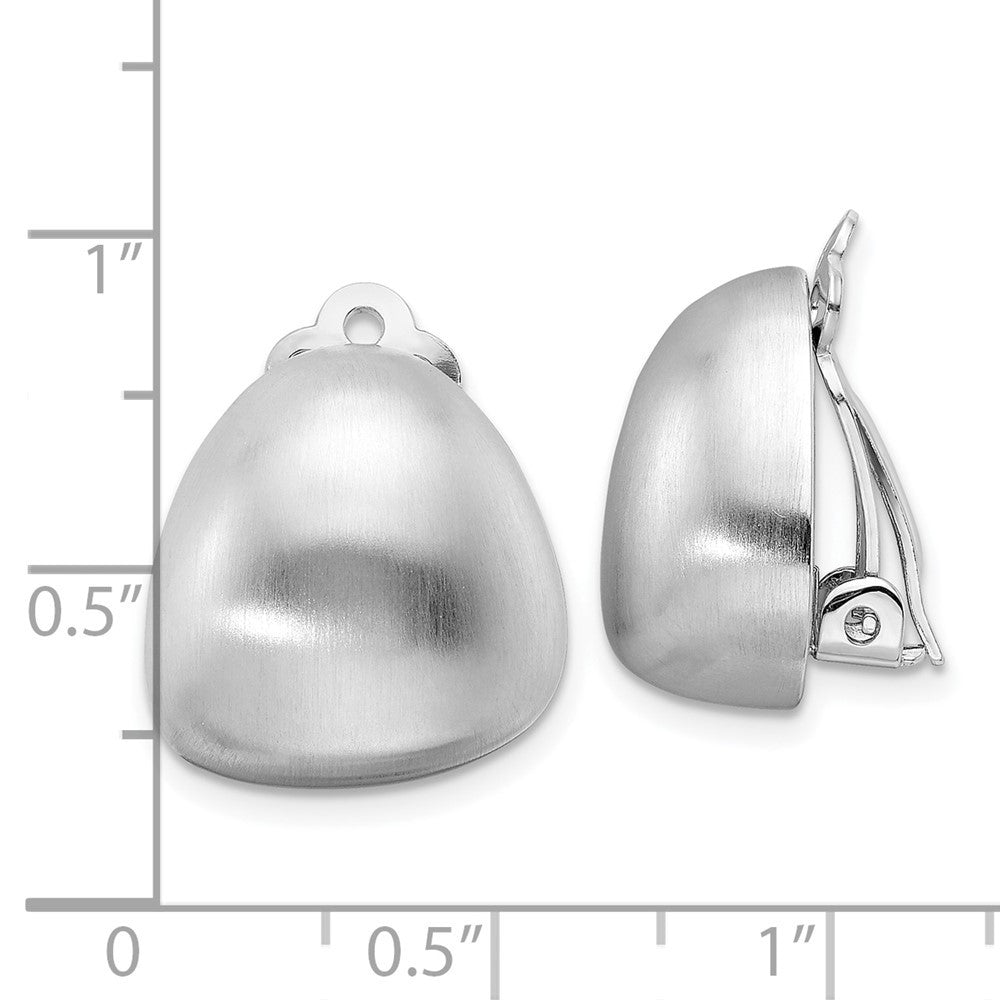 Sterling Silver Rhodium-plated Satin Non-Pierced Button Stud Earrings