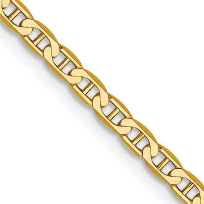 14k Yellow Gold 2.4mm Concave Anchor with Lobster Clasp Chain Necklace 20"